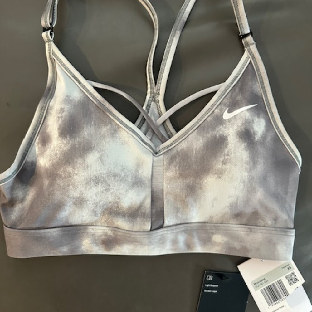 New w/tags Nike Indy Women's Sports Bra Grey Tie-Dye Light Support